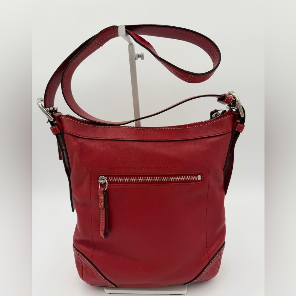 Coach Red Leather Hobo Shoulder Bag F12820 | Classic Minimalist